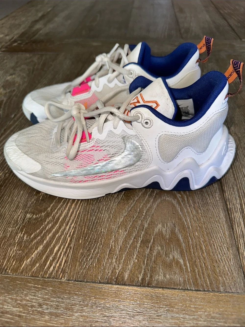 Nike Giannis Immortality Youth Basketball Sneakers White Blue Pink Big Kid 4Y